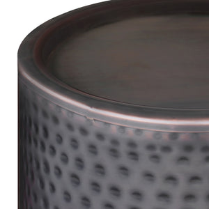English Elm Corbin Handcrafted Hammered Metal Side Table — 16" Drum Accent Table with Durable Powder Coat Finish Black B136P158997