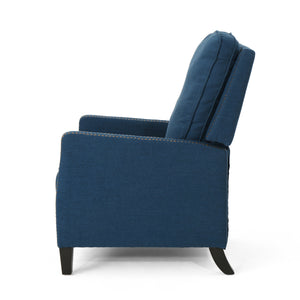 English Elm Christopher Knight Home® - 27.5" Wide Manual Standard Recliner with Plush Upholstery, Nailhead Trim & Contemporary Pushback Comfort Navy Blue 62808.00