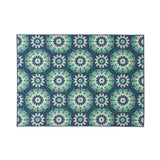 Christopher Knight Home® - Noble House - Marakesh Outdoor 5'3" X 7' Medallion Area Rug, Navy and Green