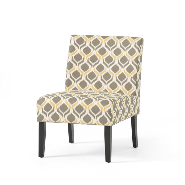 English Elm Accent Chair with Rubberwood Legs Plush Upholstered Seat for Living Room or Bedroom Grey Multi 57764.00YGAY