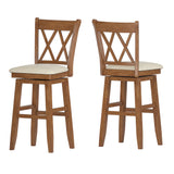 Homelegance By Top-Line Juliette Double X-Back Wood Swivel Bar Stool Oak Rubberwood