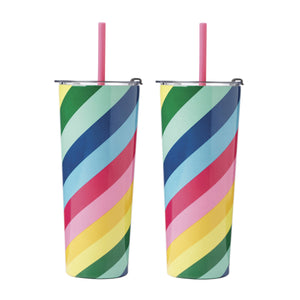 Lenox Cambridge 24 Oz Multi-Stripe Insulated Tumblers, Set of 2 NO COLOR METAL EP852MTCB2DS