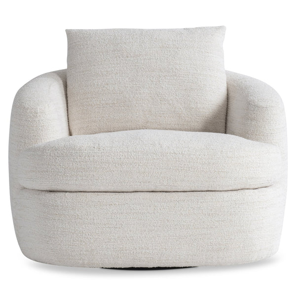 Bernhardt Bernhardt Jules Sculptural Fabric Swivel Chair With Plush Deep Seat, 360° Base, Customizable Finish - Made to Order P1822SA