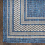 Nourison Horizon Indoor/Outdoor HOZ03 Machine Made Power-loomed Solid Border Indoor/Outdoor Modern Outdoor Rug Denim, Denim 88% Polypropylene,12% Polyester 841491128671