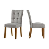 Homelegance By Top-Line Jayden Cherry Finish Upholstered Dining Chairs (Set of 2) Grey Rubberwood