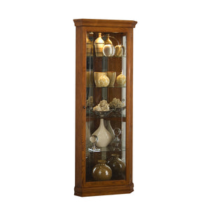 Mirrored 4 Shelf Corner Curio Cabinet in Golden Oak Brown Brown 20206 Pulaski Furniture