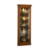 Mirrored 4 Shelf Corner Curio Cabinet in Golden Oak Brown Brown 20206 Pulaski Furniture