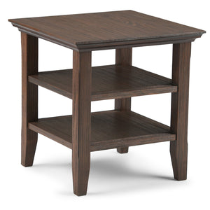 English Elm Acadian End Table - Handcrafted Farmhouse Brown Wood Accent With Two Open Shelves For Storage B136P159688