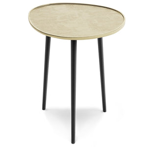 English Elm Tanner Gold Metal Side Table with Round Top & Tri‑Pod Black Legs, Handcrafted Mid‑Century Accent (99) B136P159633