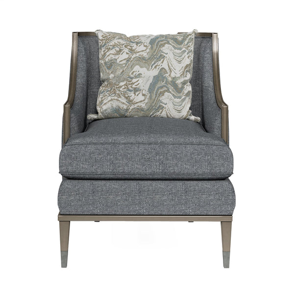 A.R.T. Furniture Harper Mica Chair - Glamorous Transitional Design With Plush Comfort, Exposed Wood, And Stylish Pillow Blue Rubberwood Solids,Foam,Fabric,Metal 161523-5743aa