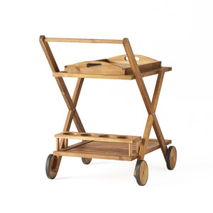 English Elm Christopher Knight Home® - RIVIERA Acacia Wood Bar Cart with Wheels – Natural Stain, Mobile Entertaining Station & Storage Organizer 56134.00