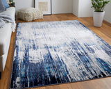 Feizy Rugs Indio Polyester/Polypropylene Machine Made Industrial Rug Tan/Blue/Ivory 5' x 8'