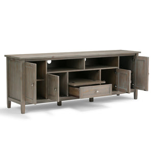 English Elm Warm Shaker 72" Tv Media Stand - Handcrafted Distressed Grey With Storage & Cable Management Solutions B136P159712-GIGA