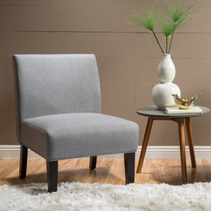 English Elm Accent Chair with Rubberwood Legs Plush Upholstered Seat for Living Room or Bedroom 57764.00GEY