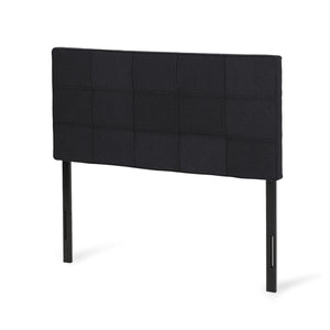 English Elm Christopher Knight Home® - Queen Tufted Linen Headboard with Piped Edges, Adjustable Height 48.5–53", Modern Waffle Stitch Plush Black 66868.00BLK
