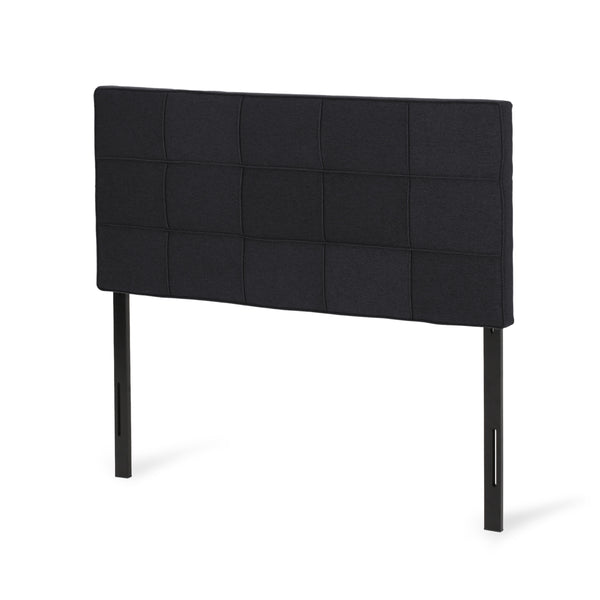 English Elm Christopher Knight Home® - Queen Tufted Linen Headboard with Piped Edges, Adjustable Height 48.5–53", Modern Waffle Stitch Plush Black 66868.00BLK