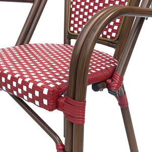 English Elm Bistro Wicker Outdoor Dining Chairs Set of Two with Rust Resistant Aluminum Frame Patio 72905.00RED