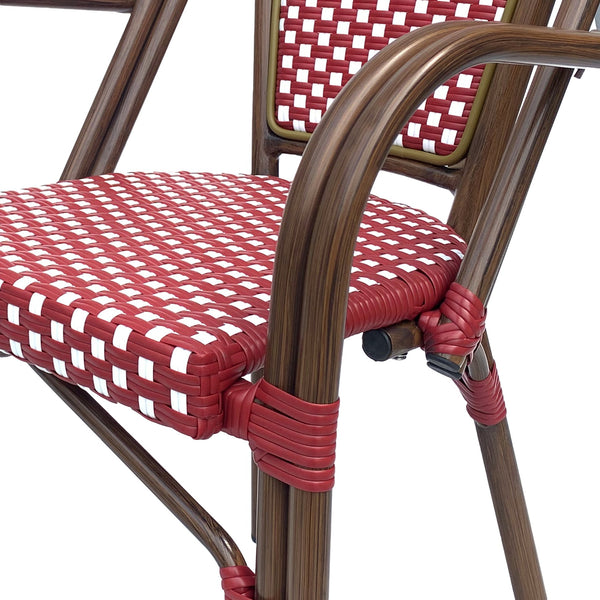 English Elm Bistro Wicker Outdoor Dining Chairs Set of Two with Rust Resistant Aluminum Frame Patio 72905.00RED