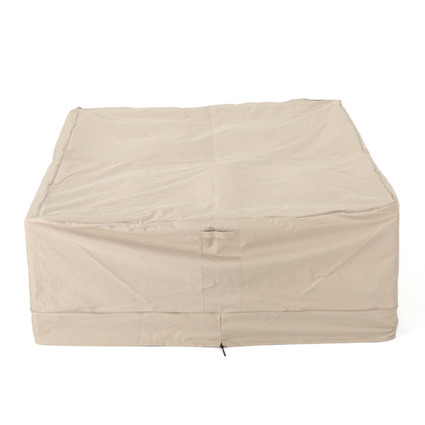 English Elm Christopher Knight Home® - SHIELD Chat Set Cover Waterproof Polyester Fabric, Handcrafted 19x8.5x6.38 Protective Outdoor Slipcover Beige 60003.00