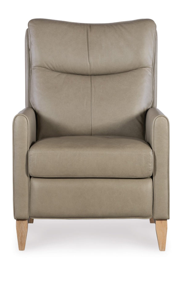 Hooker Furniture Quinnie Semi-Aniline Top-Grain Leather Power Recliner With Usb Port, Bustle Back & Light Wood Finish Green RC114-PH-020