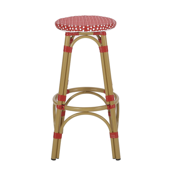 English Elm Outdoor Tropical Pe Rattan Backless Barstools Aluminum Frame Poolside Set of 2 72607.00RD