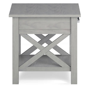 English Elm Kitchener Fog Grey End Table - Handcrafted Solid Wood With Storage, Modern Farmhouse Charm & Style B136P158761