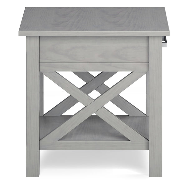 English Elm Kitchener Fog Grey End Table - Handcrafted Solid Wood With Storage, Modern Farmhouse Charm & Style B136P158761