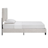 Homelegance By Top-Line Terrell Black Finish Frame with Velvet Fabric Platform Twin Bed Cream Velvet