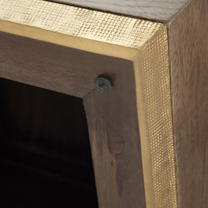 English Elm Abba Handcrafted Square Coffee Table In Dark Brown - Solid Mango Wood With Brass Accent Trim B136P158264
