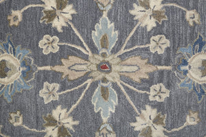 Feizy Rugs Rylan Hand-tufted Wool Rug - Elegant Floral Design With Cool Hues For A Transitional Home Aesthetic Gray,Ivory,Red Wool Ryl8639fblu000f00