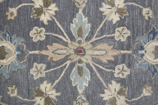 Feizy Rugs Rylan Hand-tufted Wool Rug - Elegant Floral Design With Cool Hues For A Transitional Home Aesthetic Gray,Ivory,Red Wool Ryl8639fblu000f00