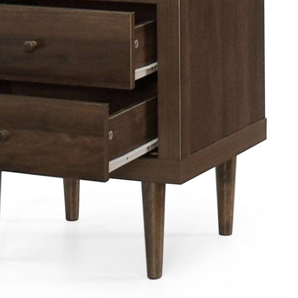 English Elm Christopher Knight Home® - 2-DRAWER Nightstand with Faux Wood Finish and Rubberwood Legs, Compact Storage Nightstand with Knob Handles Walnut 72037.00WALN