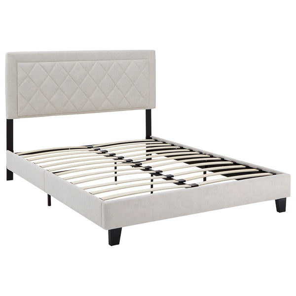 Homelegance By Top-Line Terrell Black Finish Frame with Velvet Fabric Platform Bed Cream Velvet