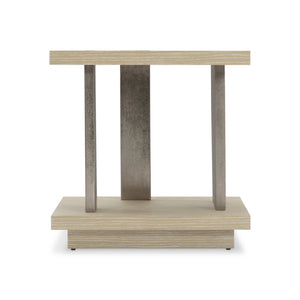 Bernhardt Bernhardt Solaria Sculptural Square Side Table — Rustic Modern Ash & Oak, Pierced Nickel Cast-Aluminum Panels 310124