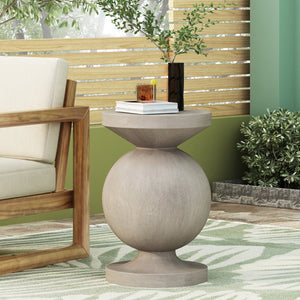 English Elm End Table Concrete Pedestal Accent Piece Modern Cylindrical Design for Indoor Outdoor Use 73458.00