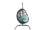 Milano Hanging Chair in Dupione Celeste w/ Self Welt SW4101-HC-8067 Sunset West