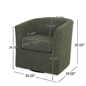English Elm Swivel Barrel Club Chair Upholstered 360 Degree Base for Living Room Reading Nook 57685.00FBLKGRN
