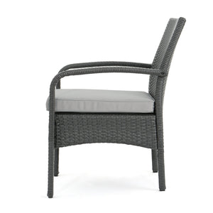 English Elm Christopher Knight Home® - CORDOBA PE Rattan 4-Pc Wicker Chat Set with Cushions, Iron Legs & Waterproof Fabric Comfort Grey 57458.00GRY