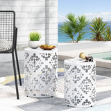 Christopher Knight Home® - Noble House - Mathena Outdoor Metal Side Tables - Set of 2