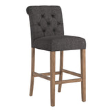 Homelegance By Top-Line Dafne Tufted Rolled Back Bar Height Stools (Set of 2) Brown MDF