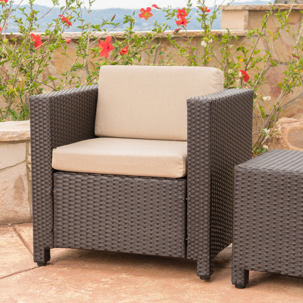 English Elm Puerta Outdoor Club Chair Woven Faux Rattan Iron Frame All Weather Patio Lounge 52979.00DBRN