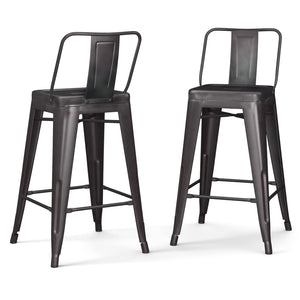 English Elm Rayne 24" Metal Counter Height Stools Set Of 2 - Stylish Gunmetal Grey For Modern Spaces & Bars B136P159480-GIGA