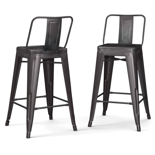 English Elm Rayne 24" Metal Counter Height Stools Set Of 2 - Stylish Gunmetal Grey For Modern Spaces & Bars B136P159480-GIGA