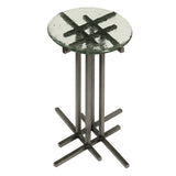 Glass Top Spot Table with Metal Base Pedestal Gray with Metal Finish P301550 Pulaski Furniture