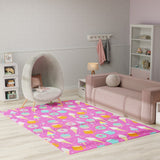 Nourison Imagination IMA19 Machine Made Machine Printed Borderless Design Indoor Only Kids  Rug Pink Multicolor, Pink Multicolor Pile, 100% Polyester 841491134658