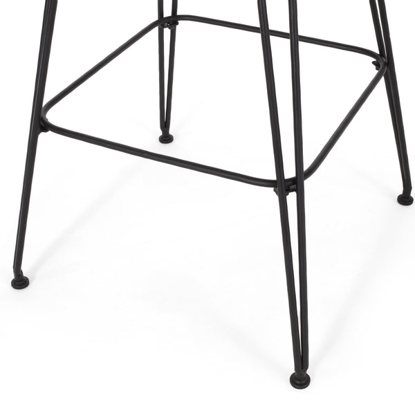 English Elm Pe Rattan Outdoor Bar Stools All Weather Woven Set with Cushioned Seats for Patio 71503.00LBRN