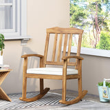 Christopher Knight Home® - Noble House - Petes Outdoor Acacia Wood Rocking Chair With Cushion