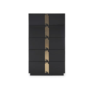 Modrest Token - Sleek Modern Chest with High Gloss Finish and Stainless Steel Handles for Storage