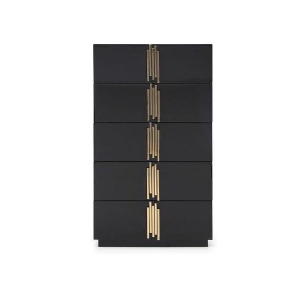 Modrest Token - Sleek Modern Chest with High Gloss Finish and Stainless Steel Handles for Storage