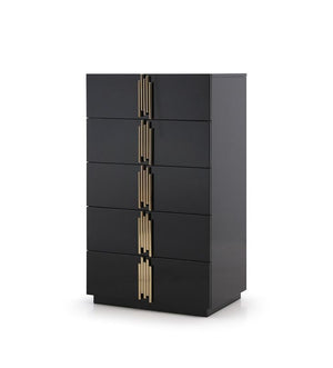 Modrest Token - Sleek Modern Chest with High Gloss Finish and Stainless Steel Handles for Storage